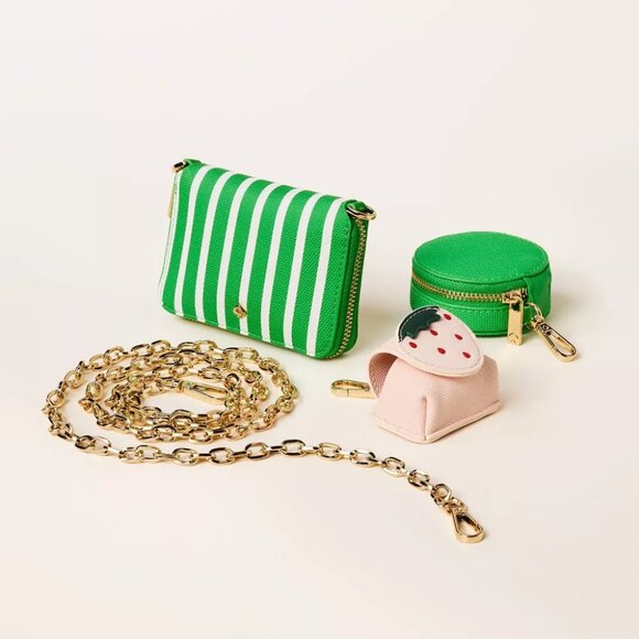 KATE SPADE x TARGET Stripe Mini Crossbody Bag Green & White WOC - Picture 3 of 12